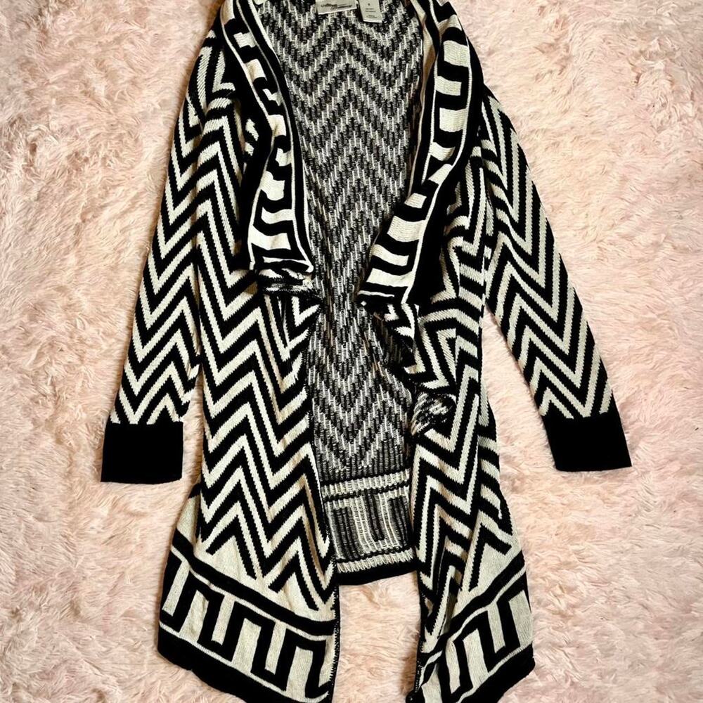 Black‎ White Y2K 2000s Scene Girl Grunge Punk Pop Art Dopamine Chevron Cardigan
